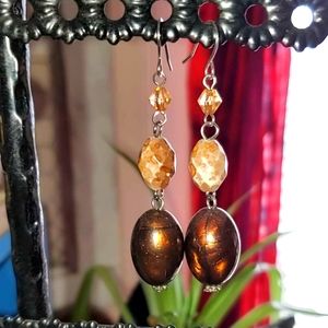 1" dangle glamor Amber earrings Dangle Slip-on Pierced